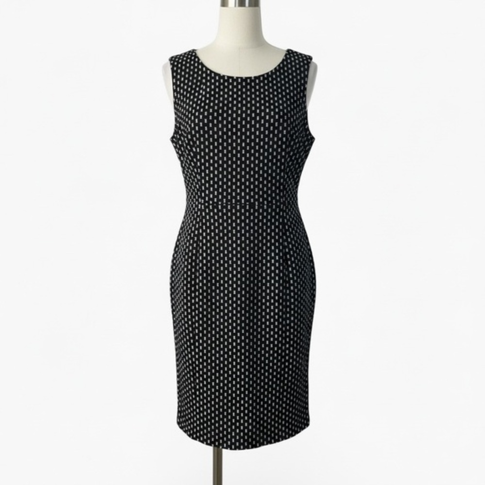 Calvin Klein Black and White Patterned Midi Dress